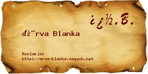 Árva Blanka névjegykártya