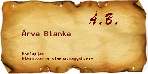 Árva Blanka névjegykártya